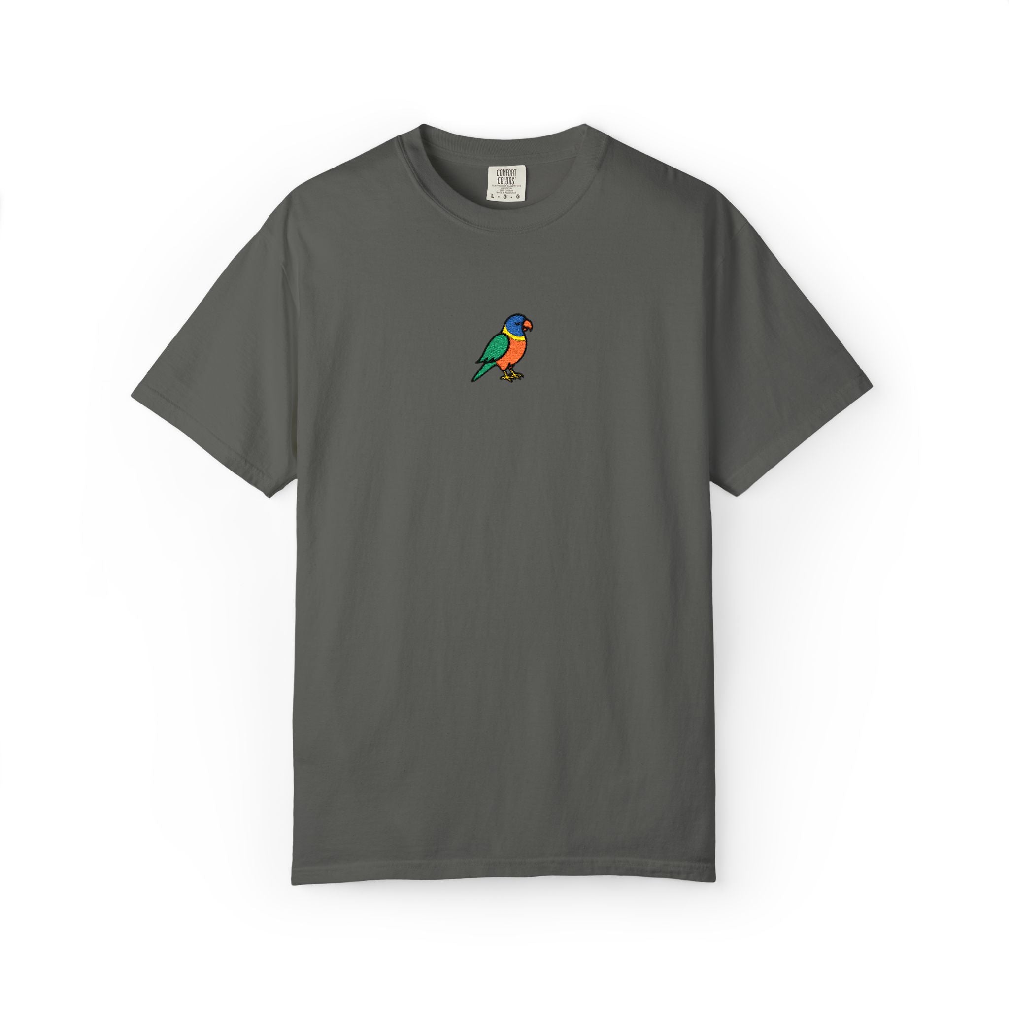 Rainbow Lorakeet Embroidered Unisex Garment-Dyed T-shirt