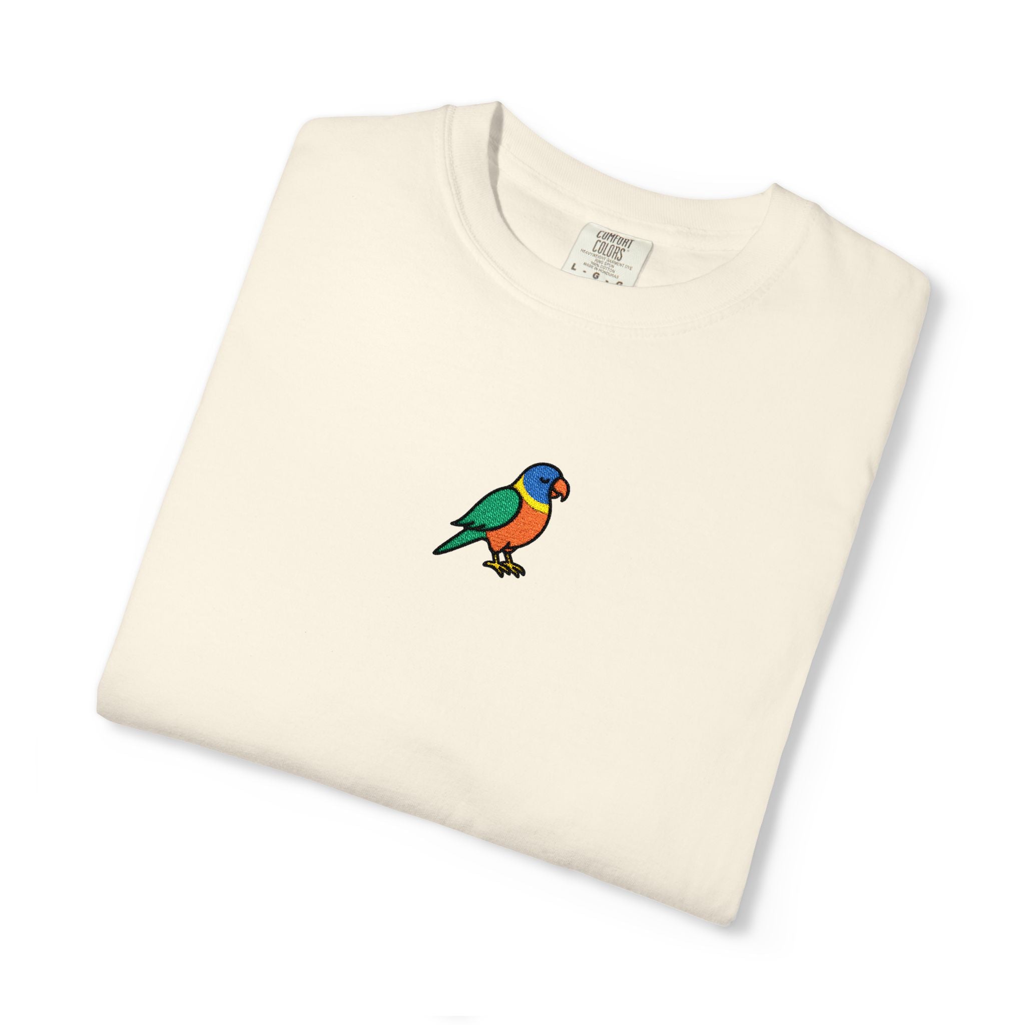 Rainbow Lorakeet Embroidered Unisex Garment-Dyed T-shirt