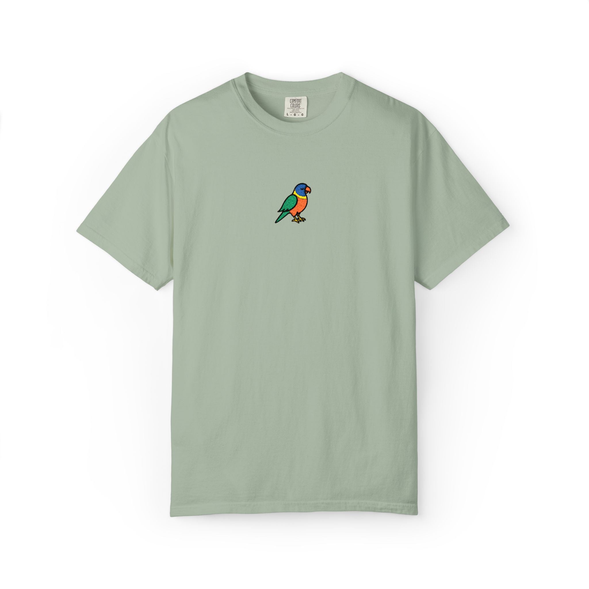 Rainbow Lorakeet Embroidered Unisex Garment-Dyed T-shirt