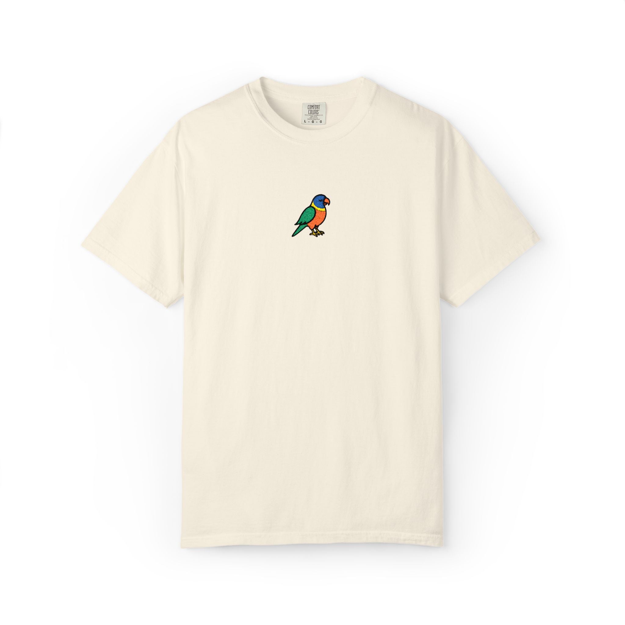 Rainbow Lorakeet Embroidered Unisex Garment-Dyed T-shirt
