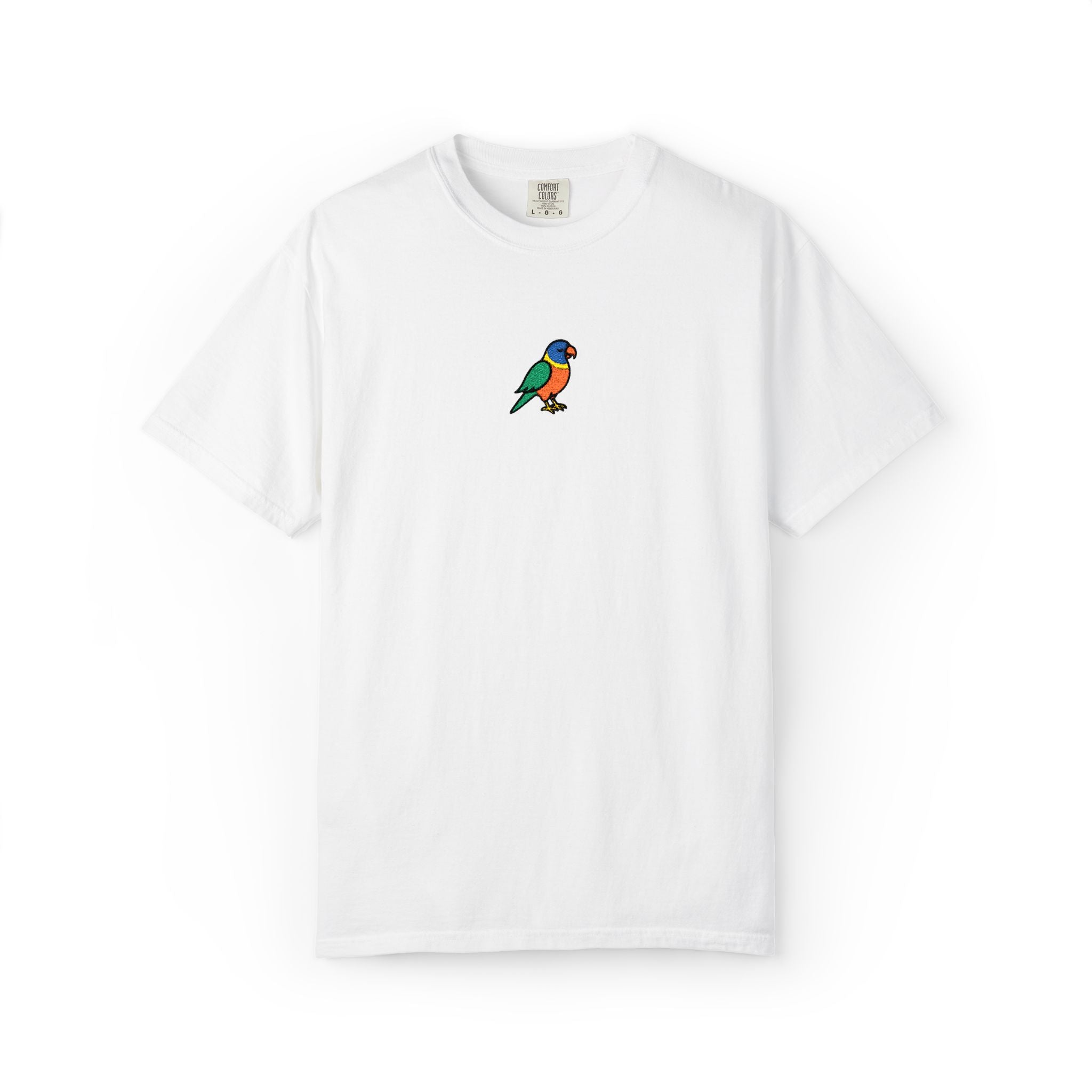 Rainbow Lorakeet Embroidered Unisex Garment-Dyed T-shirt