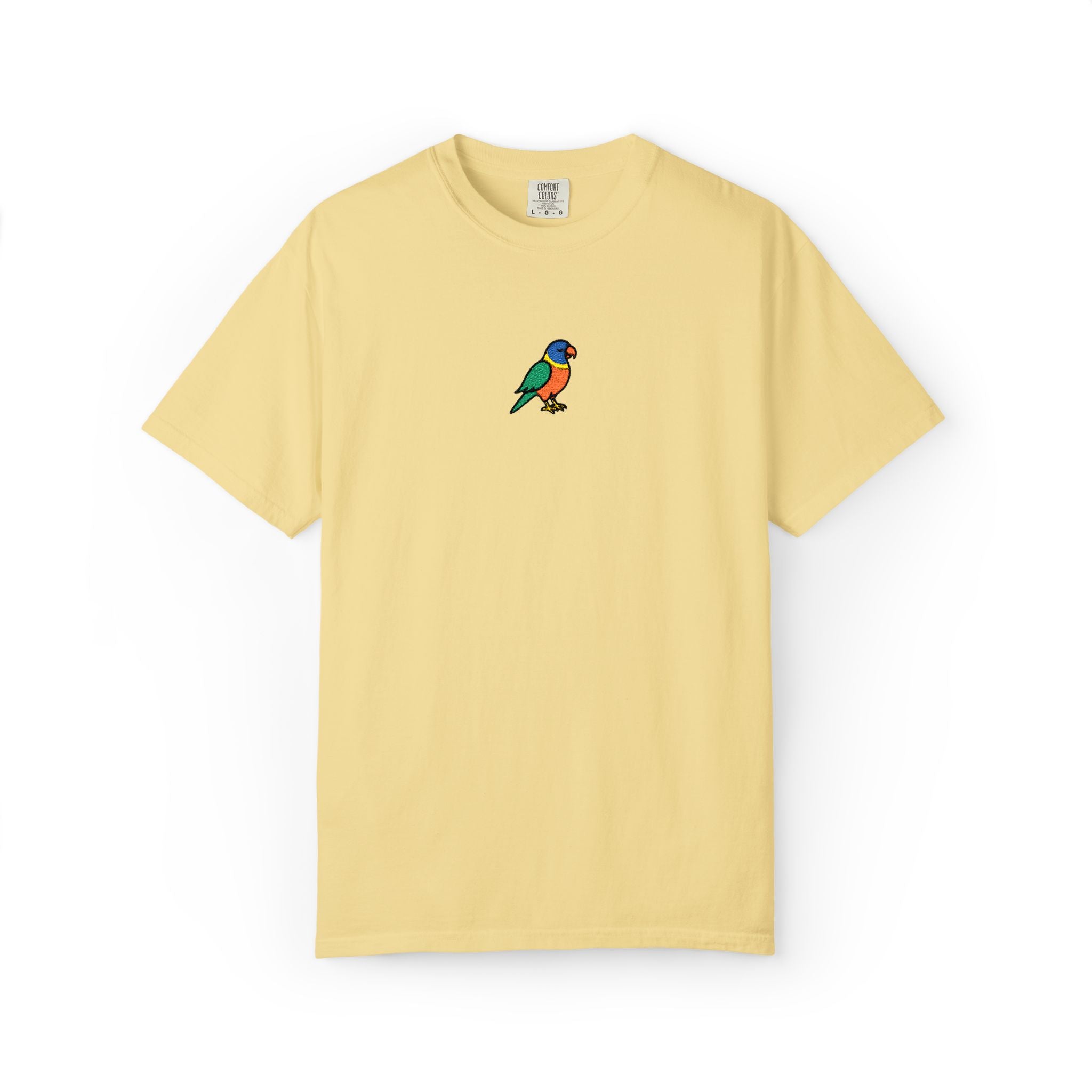 Rainbow Lorakeet Embroidered Unisex Garment-Dyed T-shirt
