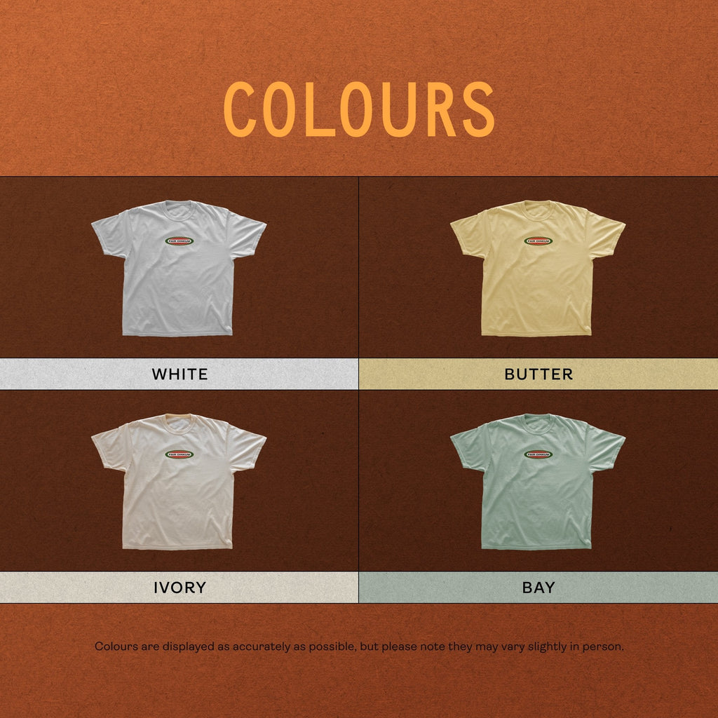 Fair Dinkum Oval Tee - colours overview