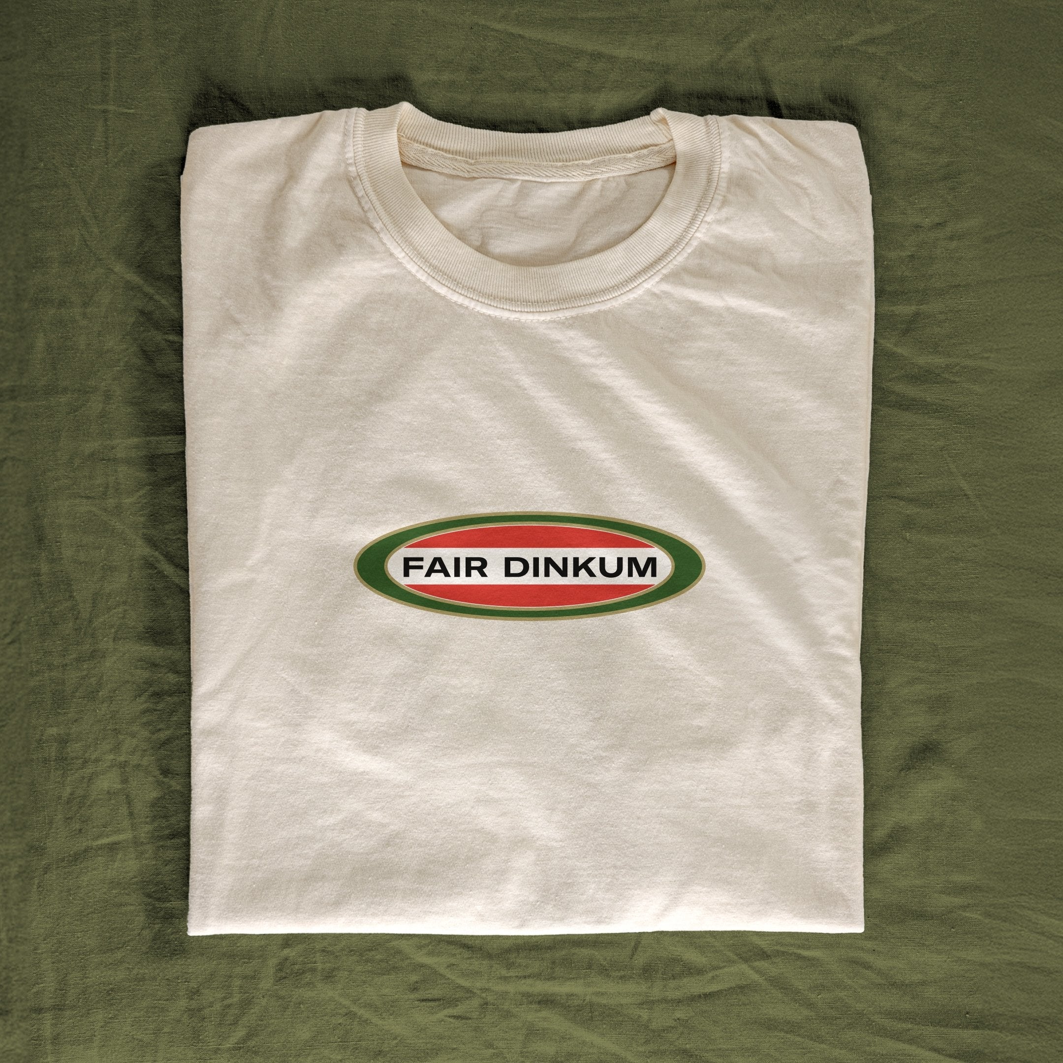 Fair Dinkum Oval Tee - flatlay