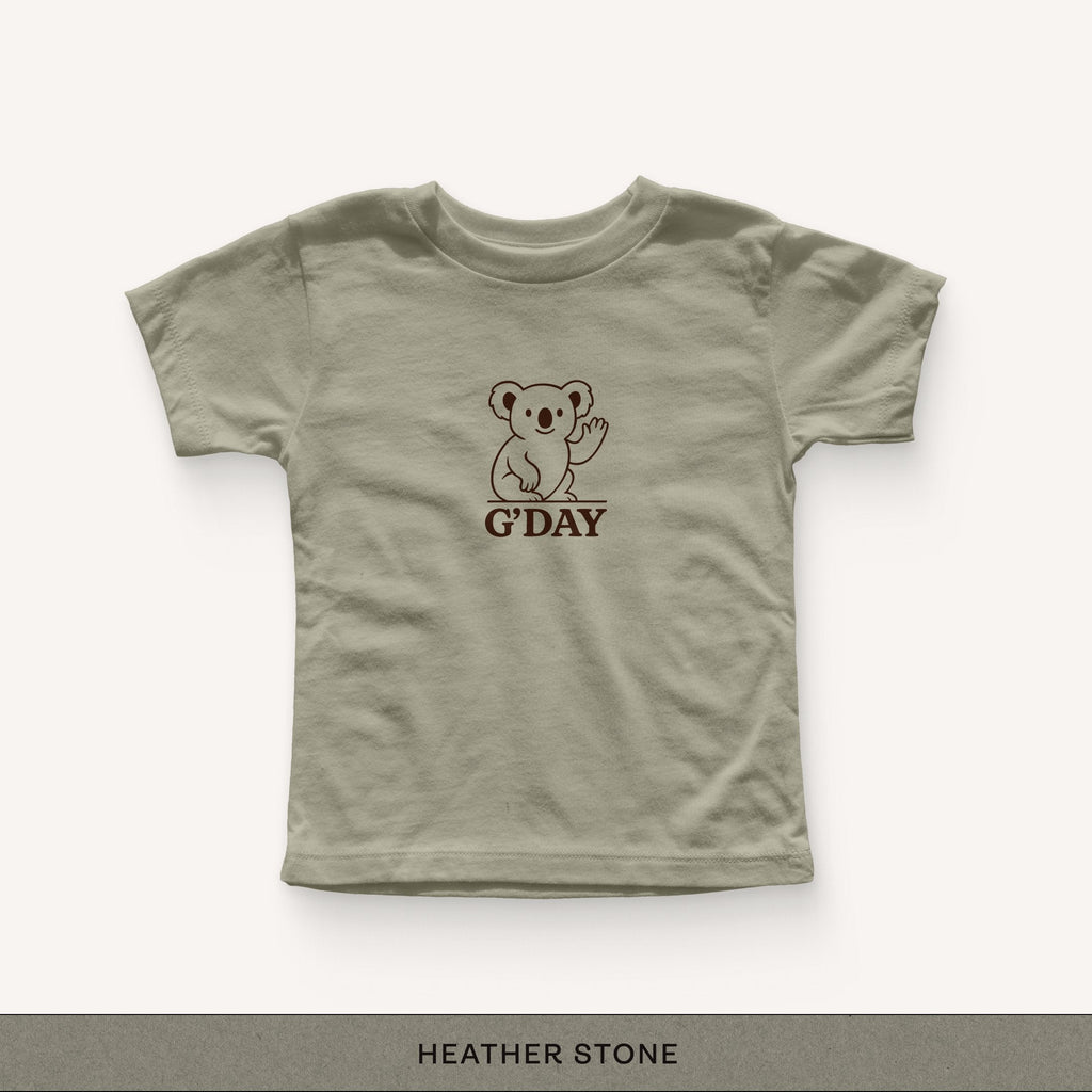 G'Day Koala Toddler Tee - heather stone