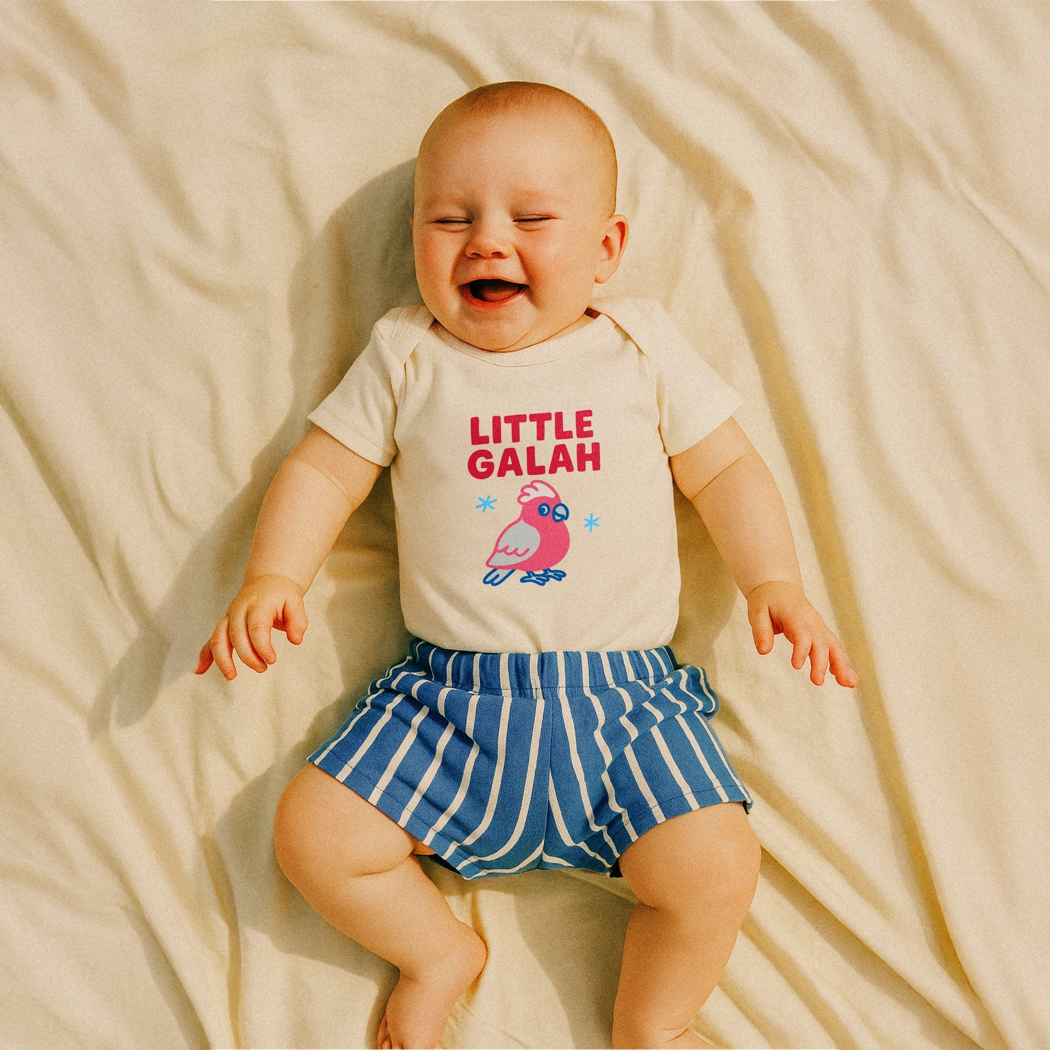 Little Galah Baby Onesie - lifestyle natural