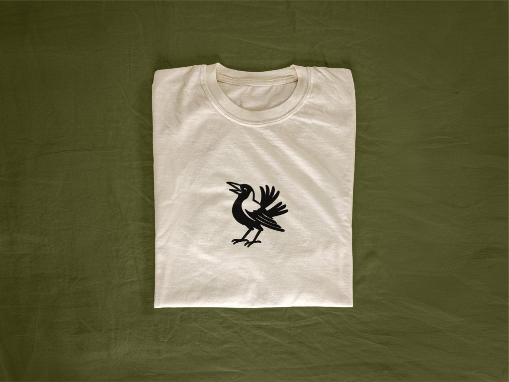 Magpie Embroidered Tee - ivory