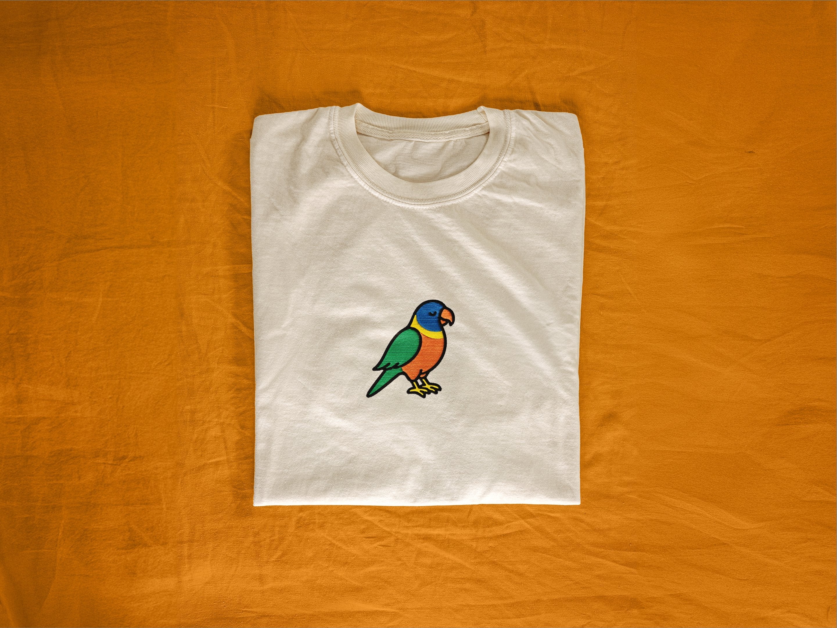 Rainbow Lorikeet Embroidered Tee - white