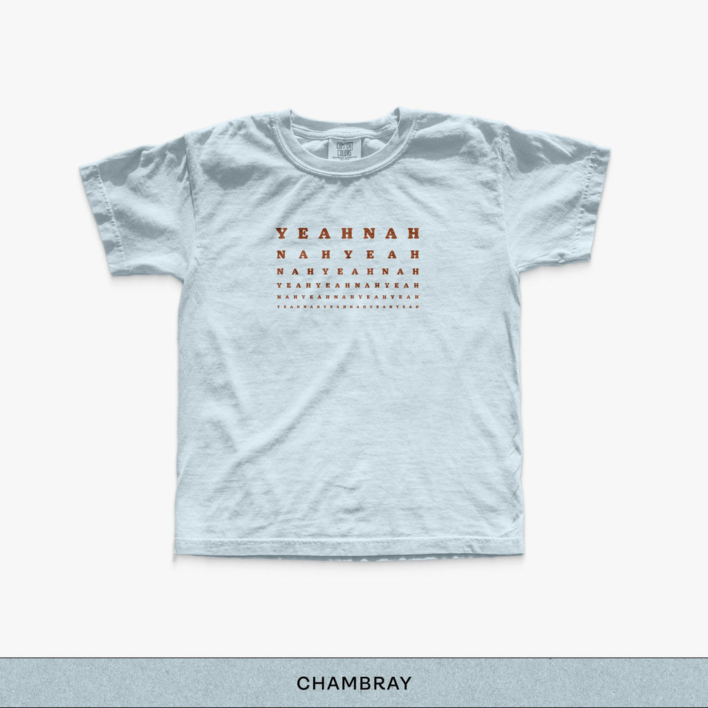 Yeah Nah Kids Tee - chambray