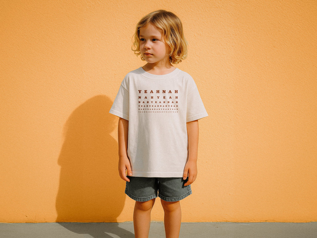 Yeah Nah Kids Tee - lifestyle white